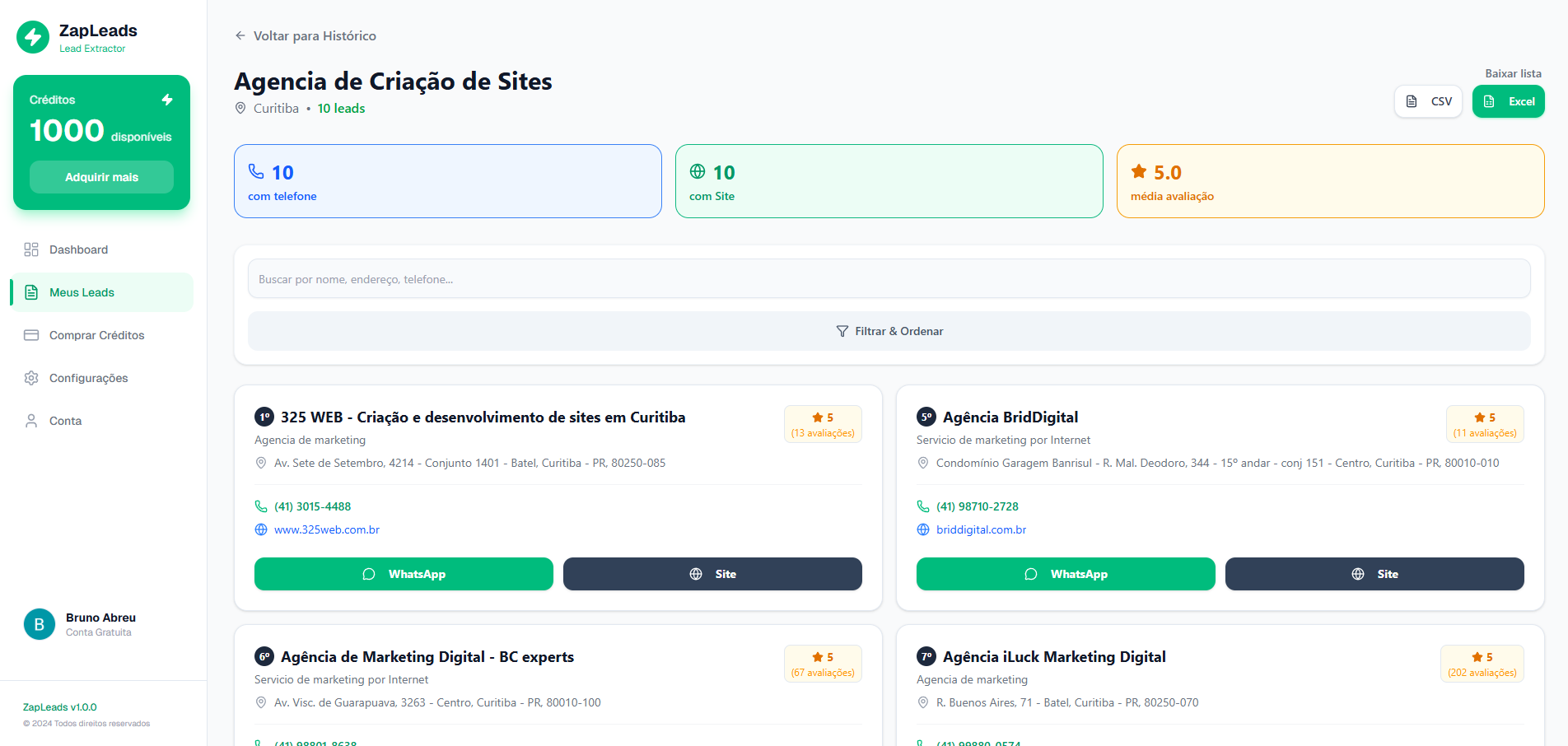 ZapLeads Dashboard